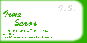 irma saros business card